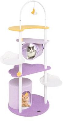 Costway 62 Inches Large Cat Tower with Metal Frame and Jumping Platforms-Purple