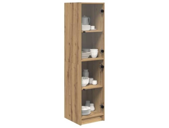 KTHLBRH Sideboard Eiche Handwerk 35 x 37 x 142 cm Mehrschichtiges Holz, Glastüren, modernes Design, für Esszimmer oder Küche