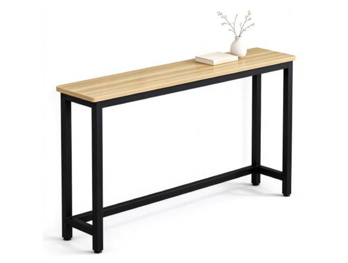 Heizkörperverkleidung, Schmaler Konsolentisch, Holzplatte, Stahlrahmen Verstärkte Querstreben, Abgerundete Ecken, Verstellbare Füße, Flur, Wohnzimmer(Yellow,100x15x80CM/39x6x31IN)