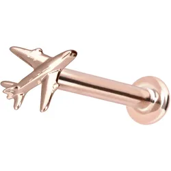 14 Karat Gold Labret mit Push Fit FLUGZEUG