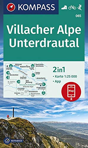 KOMPASS-Karten GmbH - KOMPASS Wanderkarte Villacher Alpe, Unterdrautal: 2in1 Wanderkarte 1:25000 inklusive Karte zur offline Verwendung in der KOMPASS-App. Fahrradfahren. Skitouren. (KOMPASS-Wanderkarten, Band 65) - Preis vom 09.10.2026 07:28:09 h