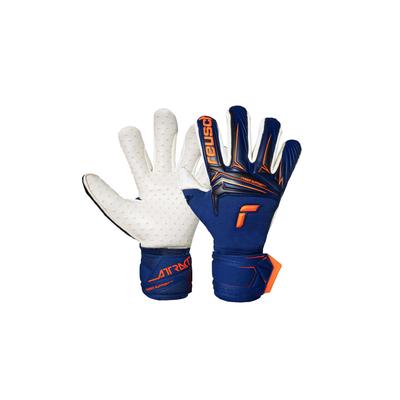 Torwarthandschuhe REUSCH "Attrakt SpeedBump Finger Support", Damen, Gr. 7.5, blau (blau, orange), 42% Latex, 24% Polyester, 18% Polypropylen, 7% Polyamid, 7% Synthetik, 2% Synthetik, Handschuhe, mit maximaler Sicherheit für die Finger
