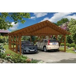 Skan Holz Schwarzwald Doppel 684x772cm Dachlatt.nussbaum mit Rückwand Holzcarport