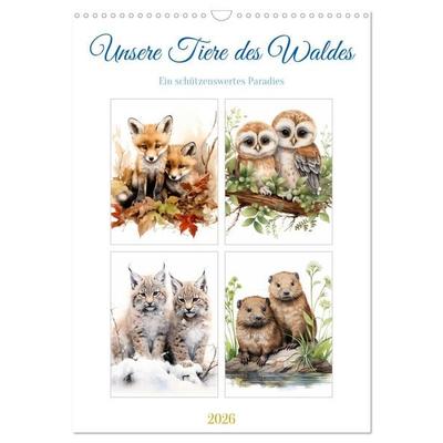 Unsere Tiere des Waldes (Wandkalender 2026 DIN A3 hoch), CALVENDO Monatskalender