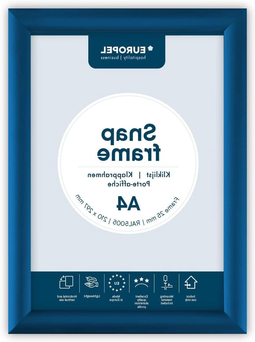 Kliklijst A4 Posterframe Aluminium Blauw met Easy-Click Systeem