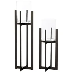 Windlicht Bolton - Elegantes Windlicht aus Eisen, schlichtes & warmes Design für...