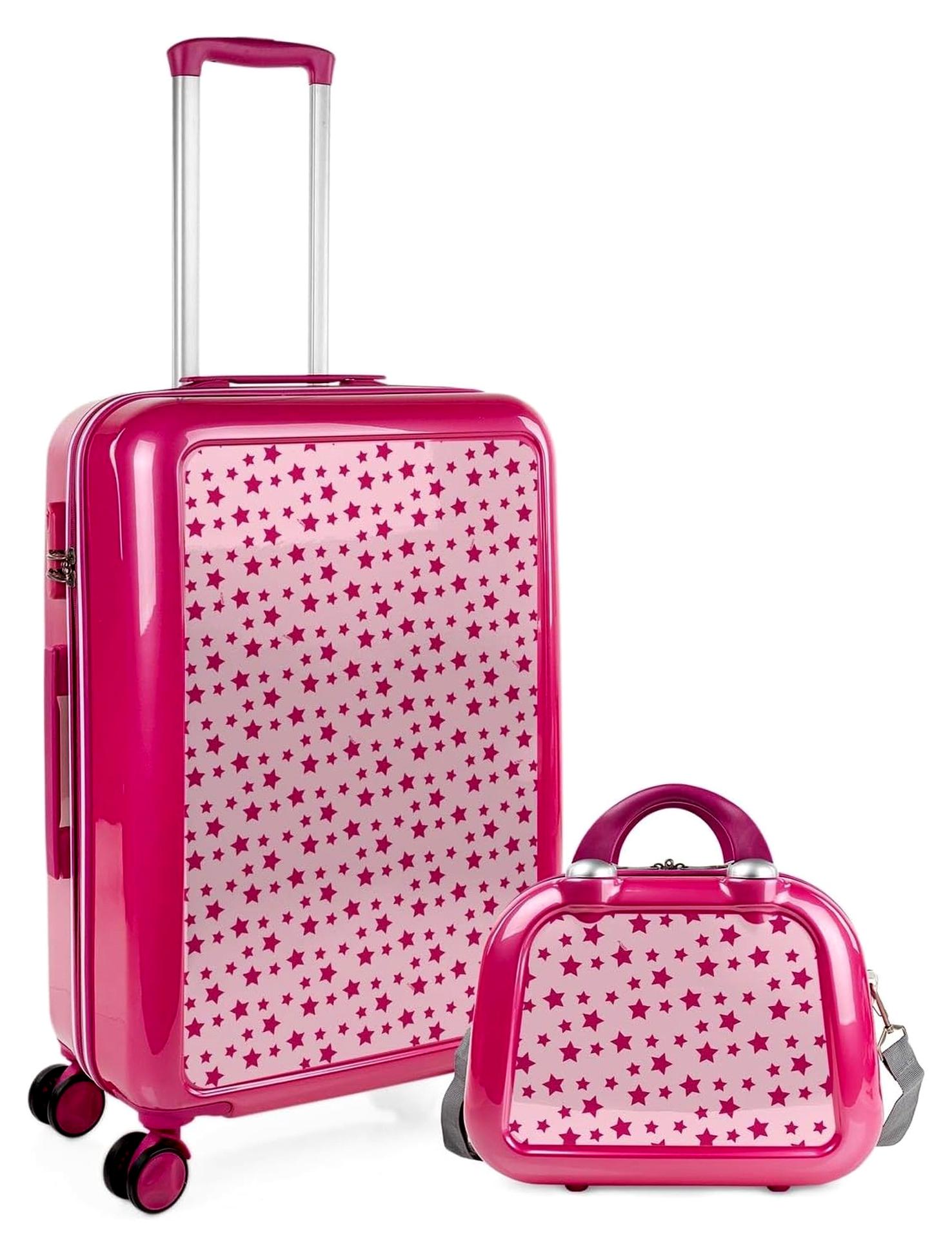 Leicht Koffer Set Polycarbonat Reisekoffer Set für Flugreisen - Dauerhaft Hartschalenkoffer Set - Kofferset Hartschale mit TSA Kombinationsschloss - Robuster und Leichter Reisekoffers, Fuchsia