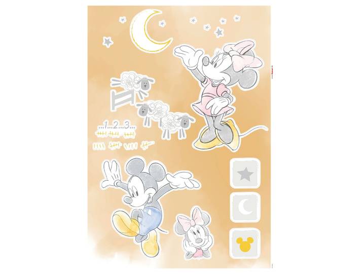 Wandtattoo KOMAR Mickey Counting Sheeps - Grösse 50 x 70 cm , gelb (gelb, weiß), B:50cm H:70cm, Folie, Wandtattoos, Wandtattoo, selbstklebend, Wandsticker, Kinderzimmer