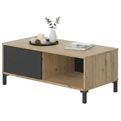 Dmora Couchtisch Evansville, Kaffetisch, Couchtisch für das Wohnzimmer, 100x50h40 cm, Asteiche und Anthrazit