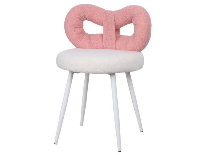 FLASIDU Tabouret de Maquillage Tabouret de Coiffeuse Montage facile Doux et confortable style moderne Rose+Blanc 43*35cm