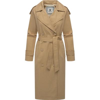 Trenchcoat RAGWEAR "Longtrench", Damen, Gr. M (38), beige (sand), Obermaterial: 100% Baumwolle. Innenfutter: 100% Polyester, gerade wadenlang, weit normaler Saum mit Bindeband,mit Knöpfen,verstellbar, Mäntel, Eleganter Mantel-Klassiker mit Taillenband