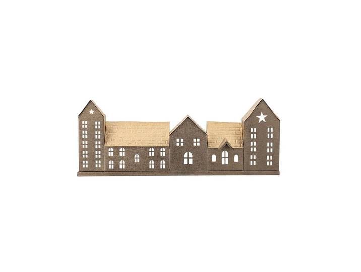 Teelichthalter Town - aus goldüberzogenem Metall - Gold - Luxusbetten24
