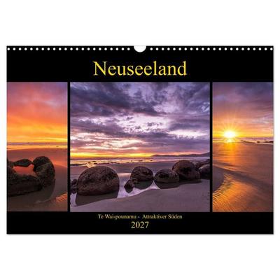 Neuseeland - Attraktiver Süden (Wandkalender 2027 DIN A3 quer), CALVENDO Monatskalender