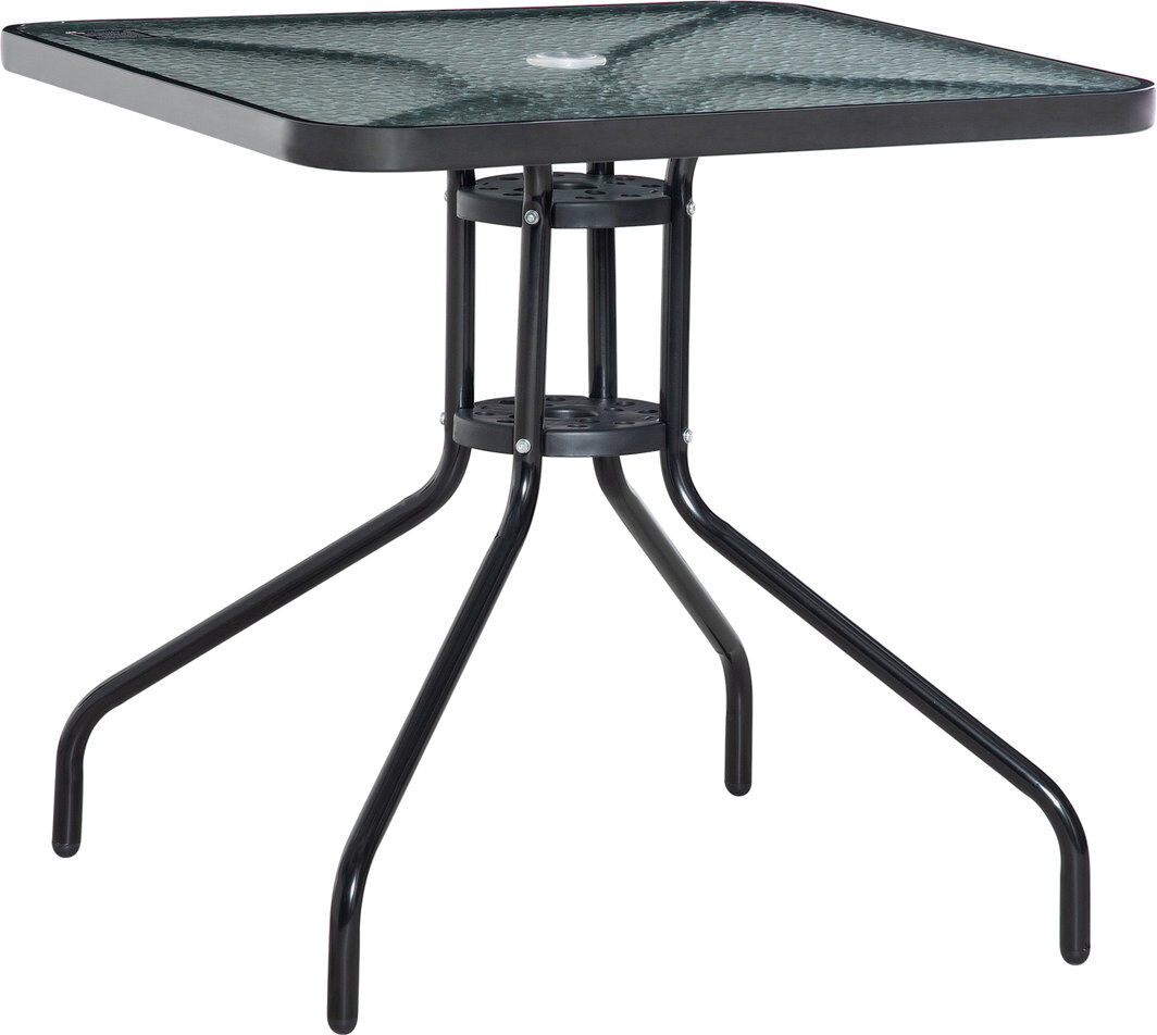 Metro Toey 76 cm Square Dining Table, Parasol Hole, Black Clear