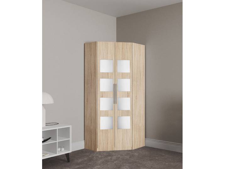 Eckkleiderschrank PRIESS Saragossa , braun (struktureichefarben hell), H:193cm, Kunststoff, Schränke, Eckkleiderschrank, mit 8 Einlegeböden und 2 Kleiderstangen