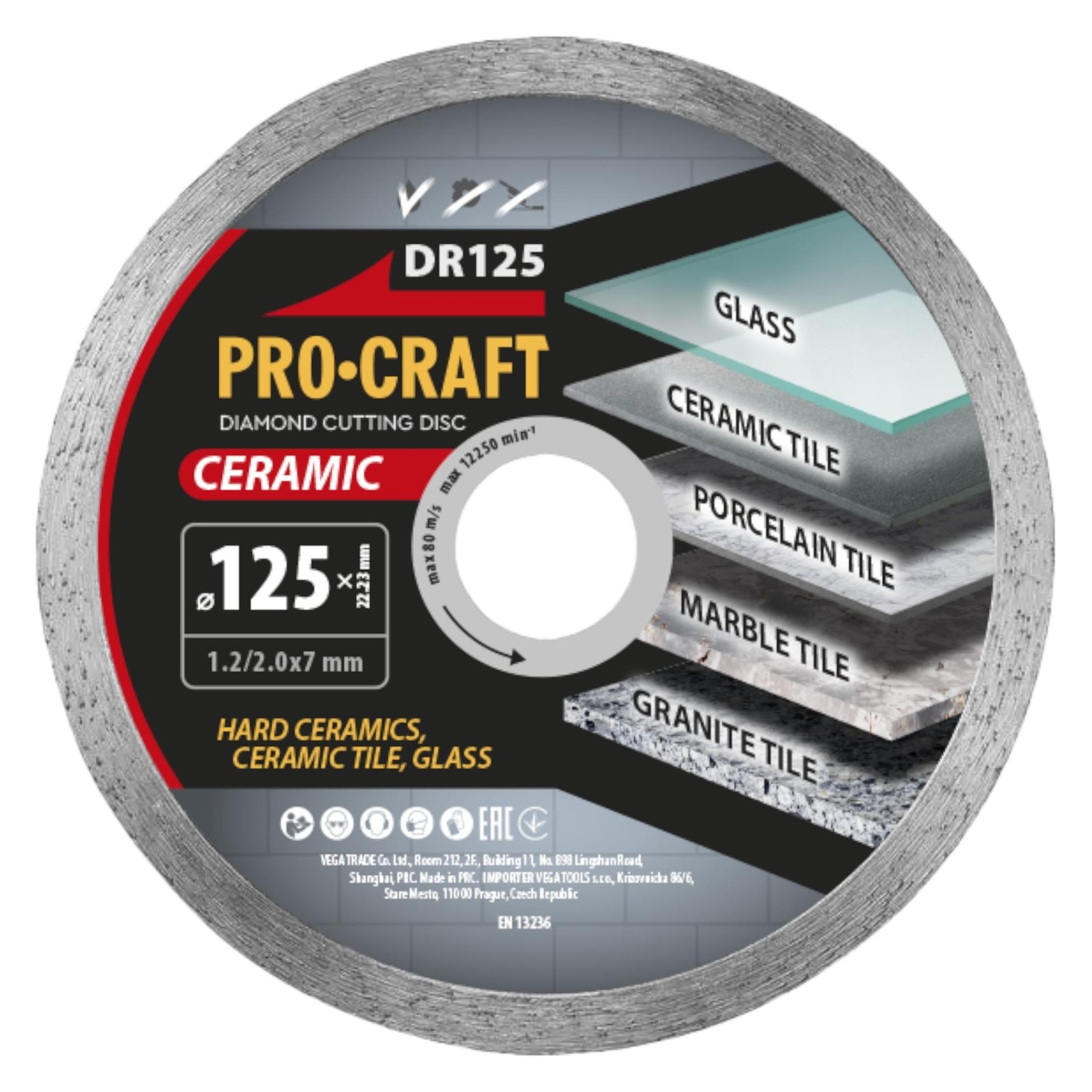 Procraft DR125 Diamanttrennscheibe Ceramic 125 x 22,23 mm (DR125)