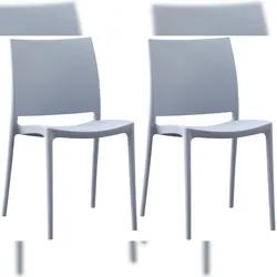 Décoshop26 - Set mit 2 stapelbaren Designerstühlen aus hellgrauem UV-beständigem Kunststoff – für Garten Terrasse und Innenbereich 10_0007912