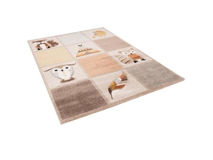 Pergamon - Maui Kids - Tapis pour enfant - Les animaux de la foràt beige marron - 140x200 cm