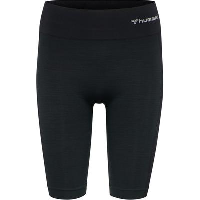 Trainingsshorts HUMMEL "HMLCLEA SEAMLESS CYCLING SHORTS", Damen, Gr. XS (34), N-Gr, schwarz (schwarz melange), Obermaterial: 57% Polyamid, 30% Polyester, 13% Elasthan, Hosen, mit BEECOOL Technologie, dehnbares Material, nahtlose Verarbeitung