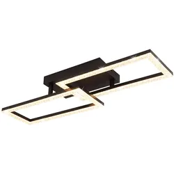 LED Deckenlampe schwarz Wohnzimmerlampe Deckenleuchte Schlafzimmerlampe, Rechtecke beweglich, 20W 1480lm warmweiß, LxH 61,5 x 9,3 cm