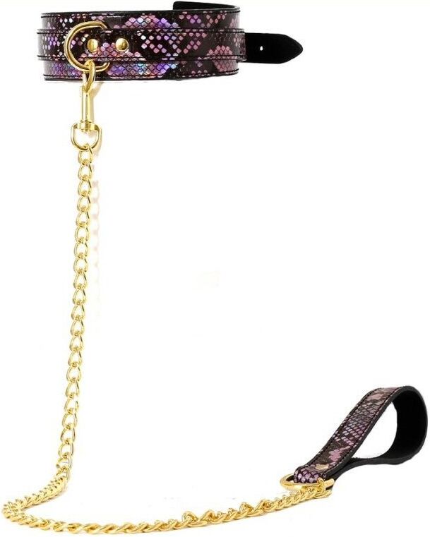 SM Fantasy Collier-Laisse Snakine Noir-Rose