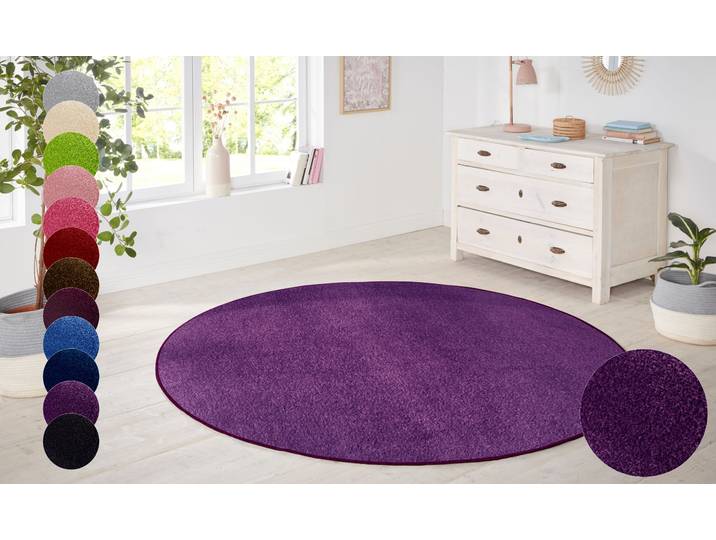 Teppich HANSE HOME Shashi Gr. 10, lila, H:8,5mm Ø:200cm, Kunstfaser, Teppiche, Teppich, Kurzflor, Unifarben, Teppich, Weich, Esszimmer, Kinderzimmer, Flur