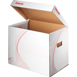 Esselte Archivcontainer 128911, für Akten, mit Klappdeckel, weiß, 10 Stück
