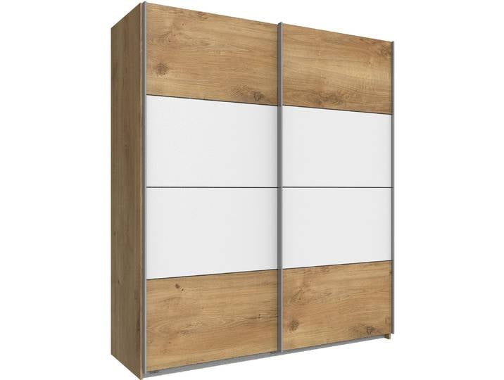 Schwebetürenschrank WIMEX Easy , weiß (plankeneichefarben, weiß), B:135cm H:210cm T:65cm, Schränke, Schwebetürenschrank