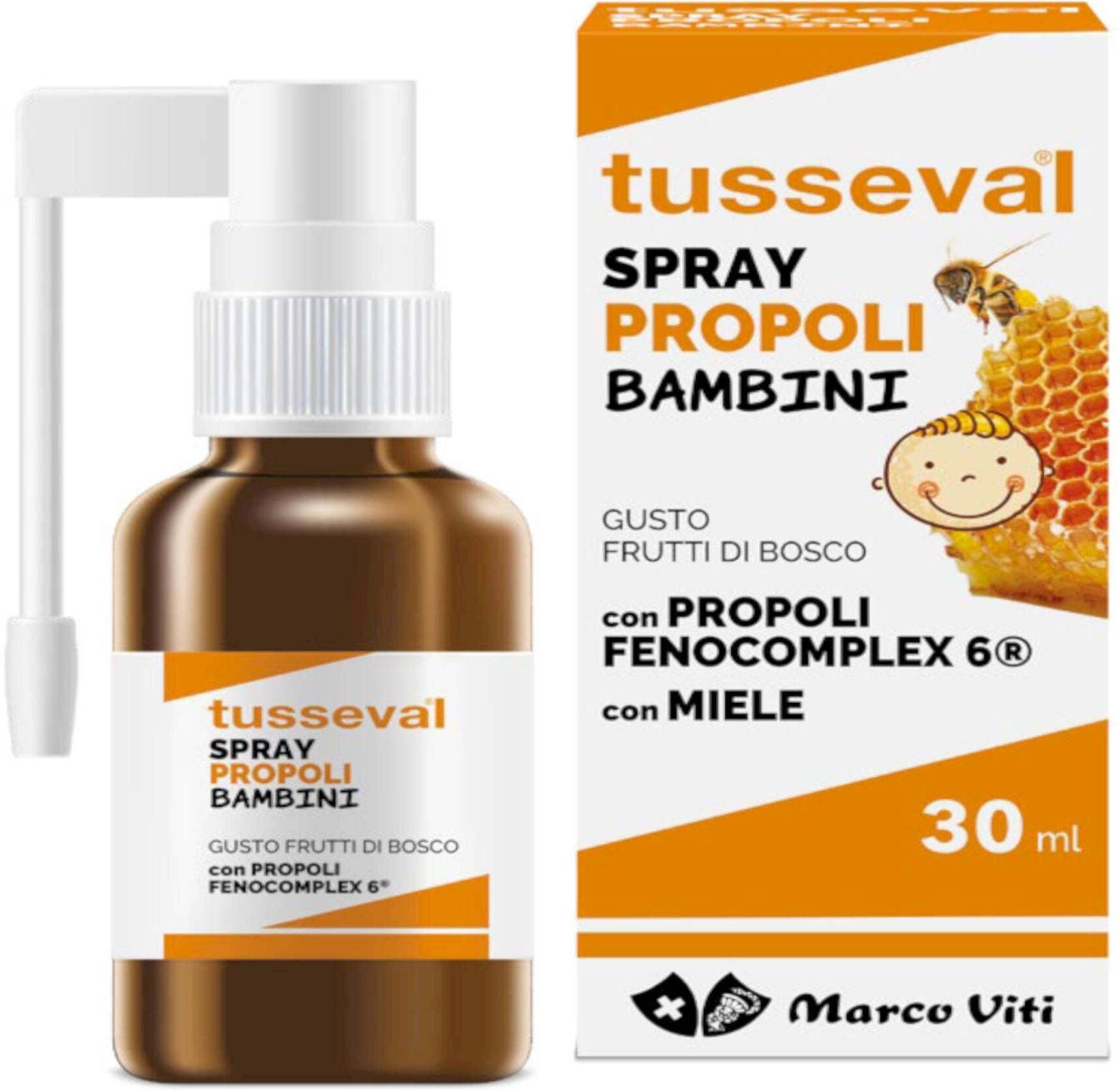 MARCO VITI Tusseval-Flu Spray Gola Propoli Bambini 30ml 