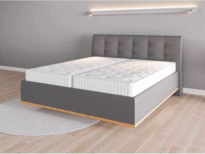 Lattenrost-Bett 180x200 Nr. 1 - Grau (Schiefergrau) - Softwolle