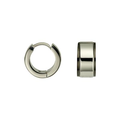 Paar Creolen FIRETTI "Schmuck Geschenk Edelstahl Ohrschmuck Ohrringe", silber (edelstahlfarben, schwarz), Ohrringe, Damen, 14mm, Edelstahl, Emaille