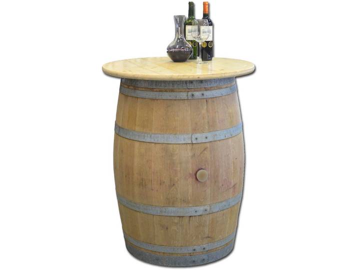 Temesso Stehtisch Weinfass als Stehtisch mit Tischplatte Klarlack - Tischplatte: D 80 cm