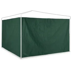Relaxdays Seitenteile für Pavillon, 2er Set, 3x2 m, wasserdicht, ohne Fenster, Klettverschluss, PE Seitenwand, grün