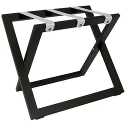Kofferständer WOOD aus Holz Wenge Schwarz mit Riemen Nylon Grau