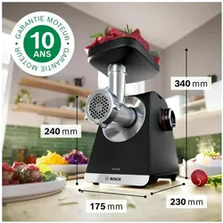 Bosch Hausgeräte MultiPower Serie 6, Fleischwolf, Silber, Schwarz