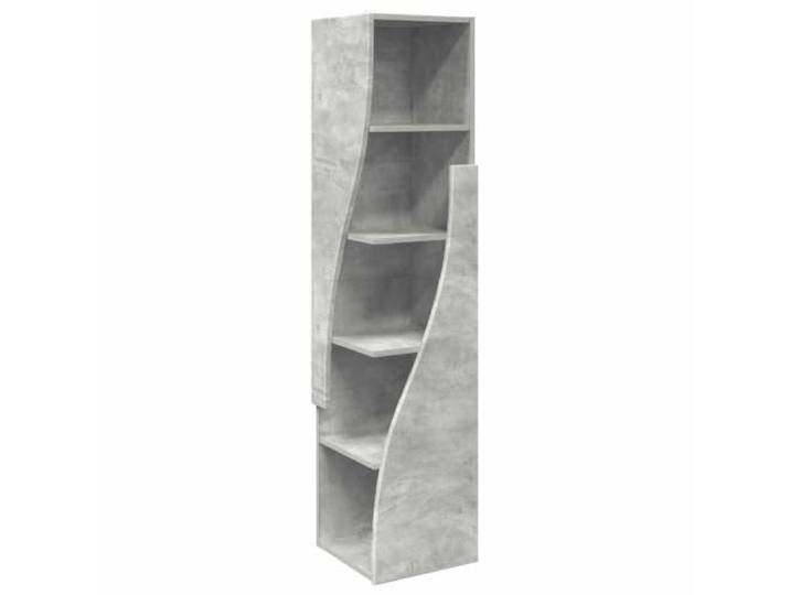 KLGBNCVE Eckschrank 32x32x140cm Holzwerkstoff Betongrau Platzsparendes Eckdesign, mattes Finish, viel Stauraum, Wandbefestigung nötig, Wohnzimmer
