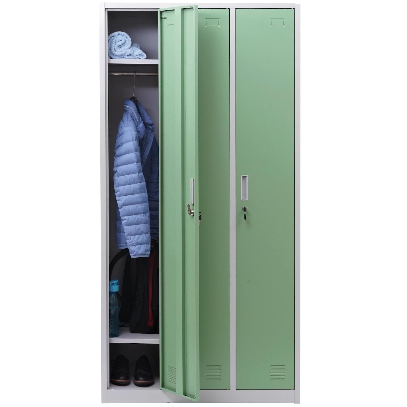 Schließfach Preston T829, Spind Wertfachschrank Schließfachschrank, Metall 3 Fächer ~ grün