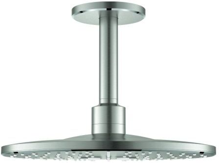 Grohe Rainshower Kopfbrauseset 26477DC0 supersteel, mit Deckenauslass 14,2 cm, 2 Stahlarten