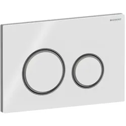 Geberit Sigma 50 Round Betätigungsplatte 115651SI1 Platte/Taste weiß, Ring schwarzchrom, für 2-Megen-Spülung
