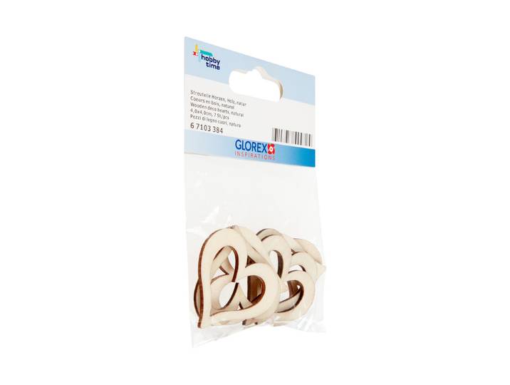 Glorex Streuteile Herzen Holz Natur