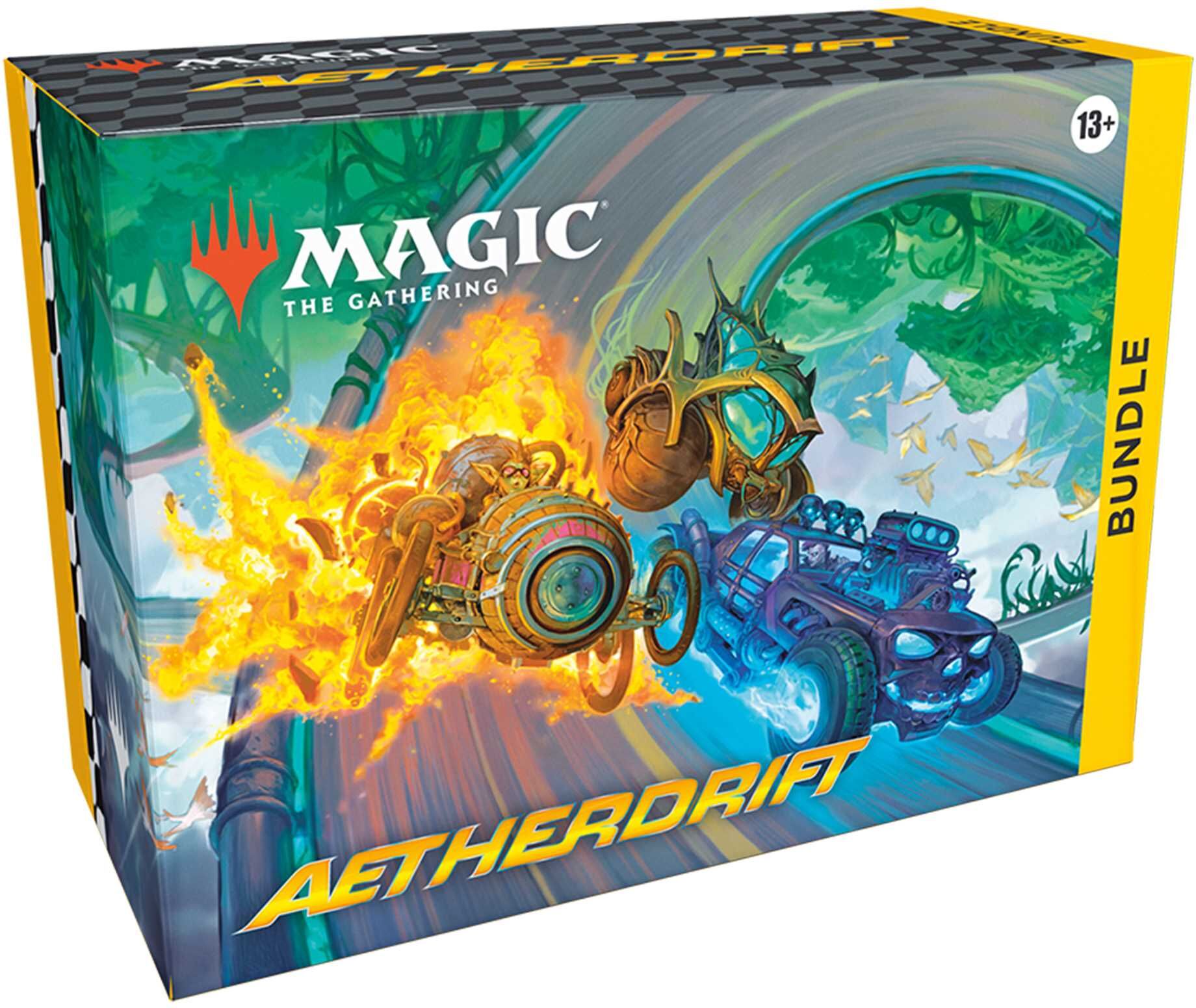 Magic: The Gathering Aetherdrift Bundle by Wizards of the Coast - 9 Play Boosters, Lands, Life Counter, Card Storage Box