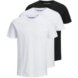 Jack & Jones Herren Rundhals T-Shirt JJEORGANIC BASIC 3er PACK - Slim Fit - Black 2White 1Black 12191759 - L