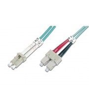 DIGITUS Netzwerkkabel LC Multi-Mode M bis SC multi-mode M Glasfaser 3 mm 50/125 Mikrometer OM3 halogenfrei mit Knickschutz Aquamarin (DK-2532-03/3)