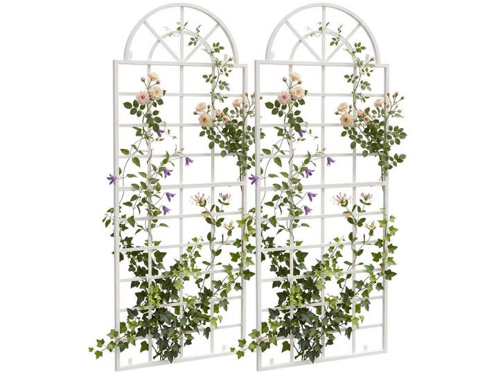 CLP Rankgitter 2er Set Metall weiß, Weiß, 70x180x1 cm, Dekoration, Gartendeko