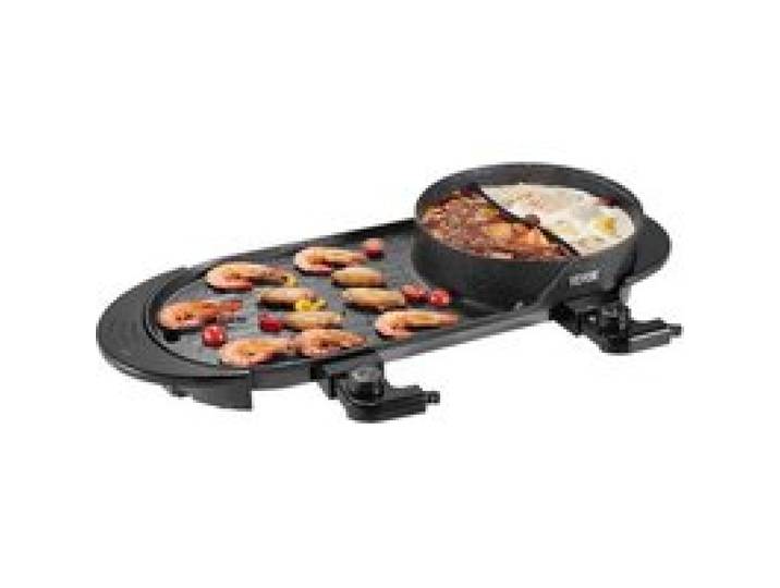 VEVOR Appareil à Fondue Chinoise Shabu Shabu avec Gril 2-en-1, Grill Électrique sans Fumée 2200 W, avec Marmite Antiadhésive et Double Contrôle de Température Séparé, pour 1 à 6 Personnes en Famille
