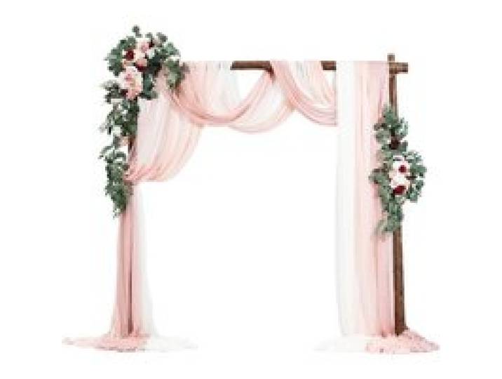 VEVOR Blumenset für Hochzeit Bogen, rosa Blumenset für Traubogen mit Vorhängen (5er-Set) – 2 Blumenarrangements, 3 transparente Vorhänge, für Zeremoniensträuße, Empfangshintergrunddekoration