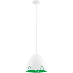 Decken Pendellampe Metall Hängelampe Deckenlampe Hängeleuchte grün weiß, 1x LED E27, 27,5x110cm, Schlafzimmer Wohnzimmer