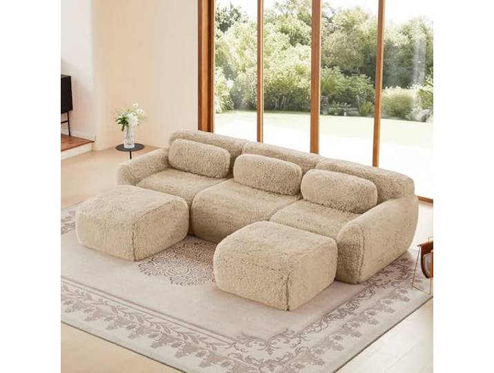 Onaninso Boneless Couch, Modulares Sofa aus Plüschstoff, Compressed Sofa mit Kissen, ergonomische Unterstützung, Ohne Montage, frei Kombinierbar für Wohnzimmer Ruhezonen