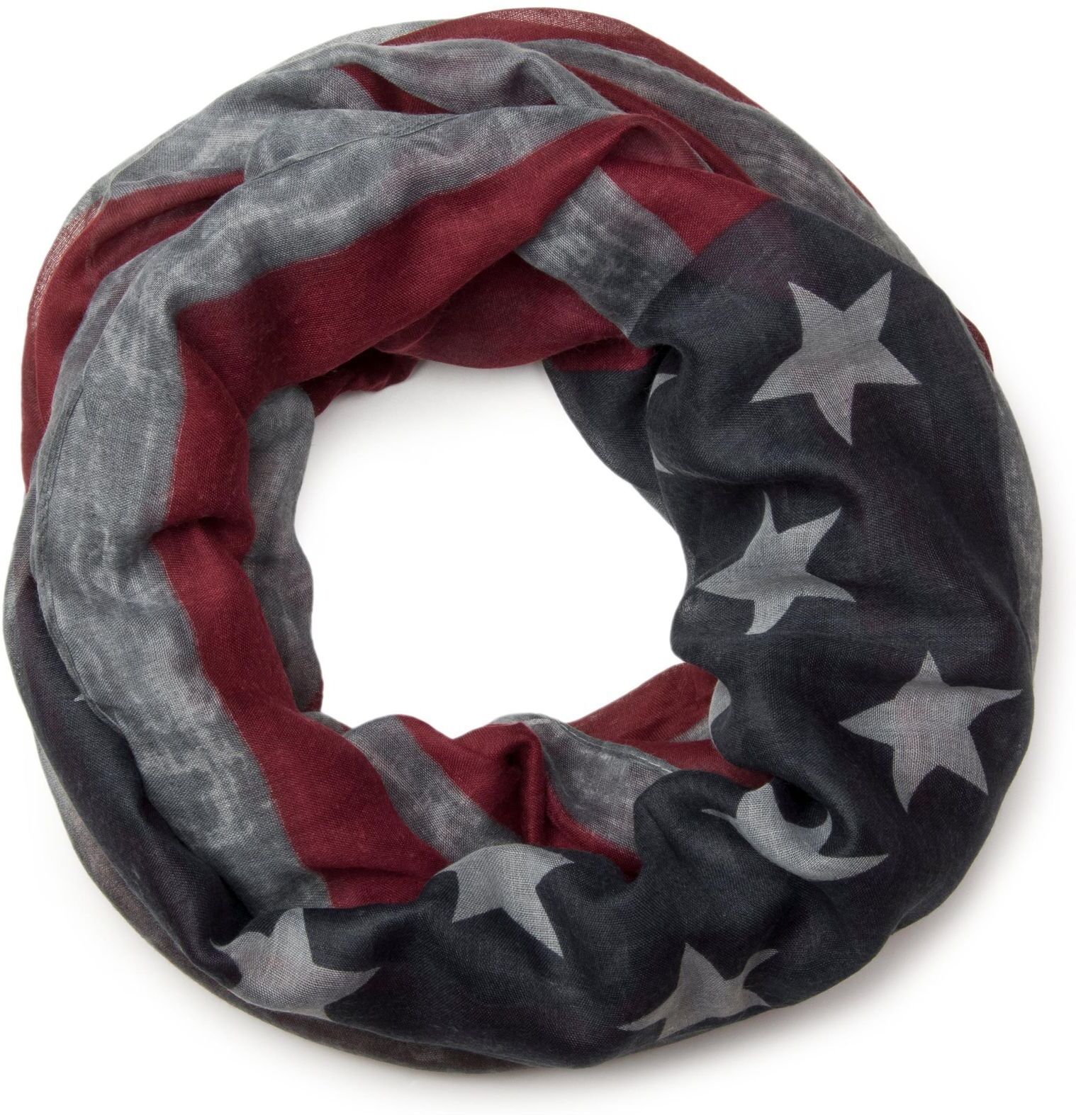 Loop STYLEBREAKER "Loop im Vintage USA Flaggen Design", Damen, grau, Obermaterial: 80% Viskose CV. 20% Baumwolle CO., Modisch, Modetücher Loop