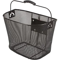 Fahrradkorb, engmaschiges Wabengitter, Quick-Release Lenkerkorb, E-Bike geeignet, mit Tragegriff, PE-Kunststoffbeschichtet, Farbe: schwarz